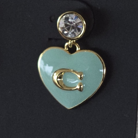 Coach Signature Heart Drop Earrings - Picture 2 of 5